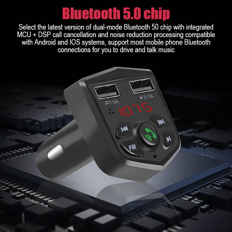 Портативный автомобильный fm-передатчик Bluetooth 5,0 803E приемник громкой связи fm-адаптер Смарт MP3 fm-передатчик Bluetooth