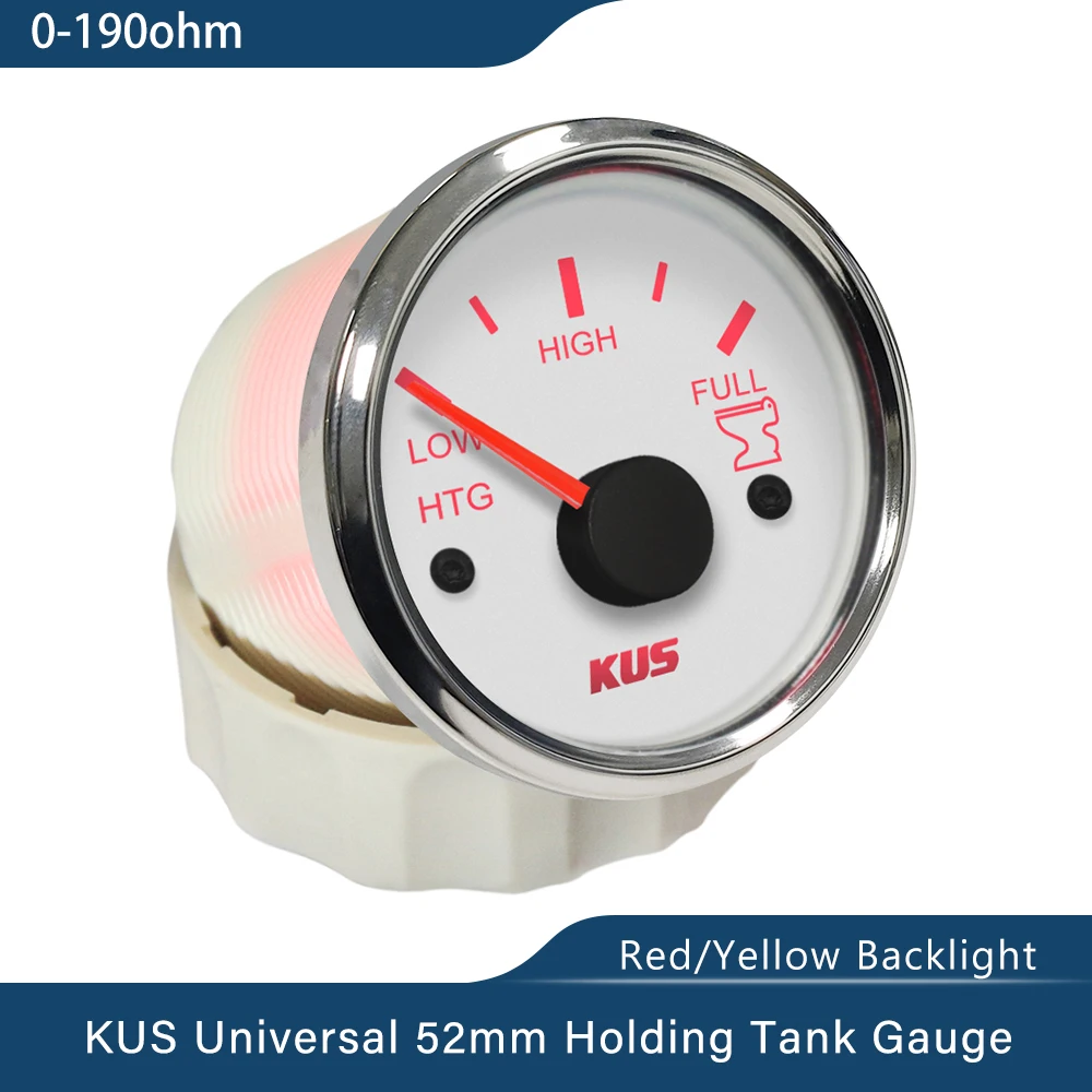 2 12V//24V KUS Holding Tank Level Gauge Meter Indicator 0-190ohm Signal 52MM