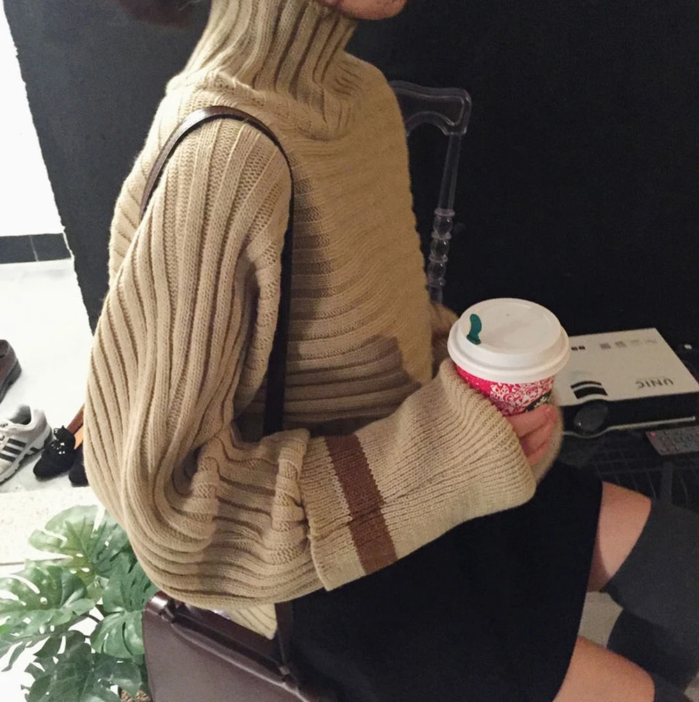 Женский осенне-зимний высококачественный Водолазка с длинным рукавом мягкий женский кашемировый свитер модный теплый однотонный вязаный пуловер