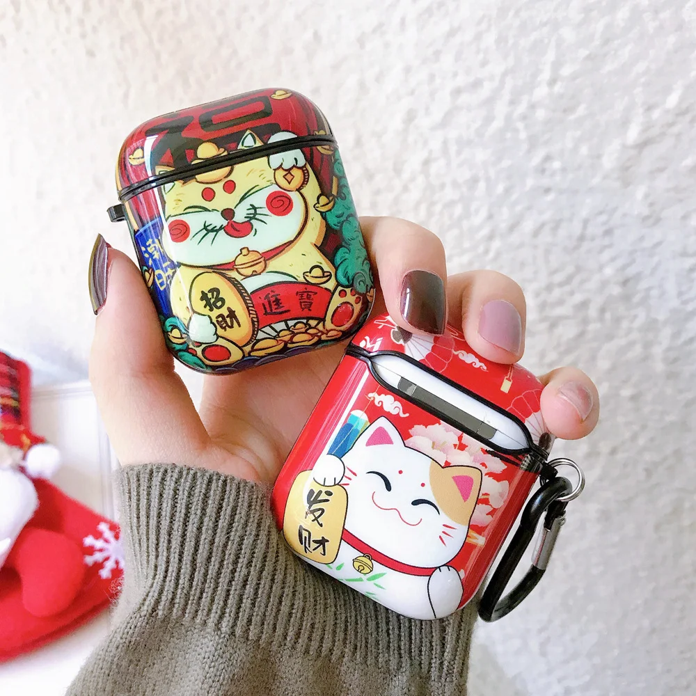 Чехол с милым котом Manekineko для Apple Airpods защитный чехол беспроводных наушников Bluetooth