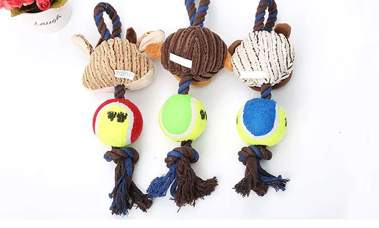 Pet dog toy corduroy tennis cotton rope dog molars sound toy dog toy