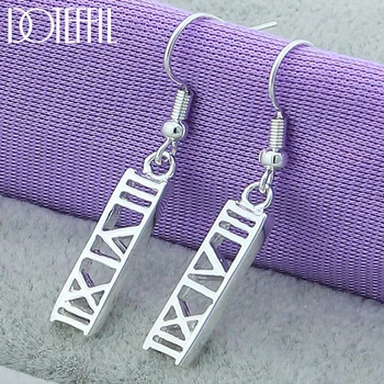 

DOTEFFIL 925 Sterling Silver Roman Numerals Long Drop Earrings For Woman Wedding Engagement Fashion Party Charm Jewelry