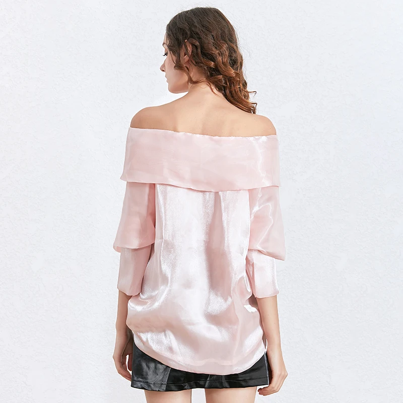 Kaufen TWOTWINSTYLE Sexy Sicken Patchwork Frauen Bluse Stehkragen Laterne Hülse Aushöhlen Hemd Weibliche Mode Sommer 2019 Neue