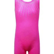 BAOHULU От 3 до 12 лет гимнастические костюмы без рукавов для девочек, ярко-розовые стразы, трико для девочек, детский спортивный костюм для подростков одежда для сценических танцев