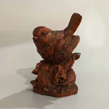 

New Hubei lobular poplar wood carving birds overjoyed decoration office desktop feng Shui carving crafts