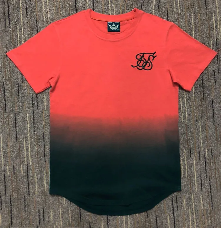 

Summer Mens T Shirts new Gradient Sik Silk Kanye West Extended T-Shirt Men Summer Curved Hem Longline Extended Length T-shirts