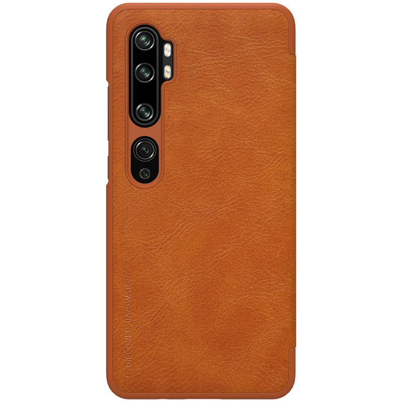 Коричневый 10 шт./лот, кожаный чехол-книжка NILLKIN Qin для Xiaomi mi CC9 Pro/mi Note 10/mi Note 10 Pro, кожаный чехол-книжка из натуральной кожи - Цвет: Коричневый