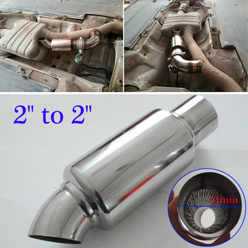 Tuning Exhaust Muffle Pipe Decoration Sound Nozzle 51mm Stainless Steel Car Replacement Durable Accessories Parts | Автомобили и