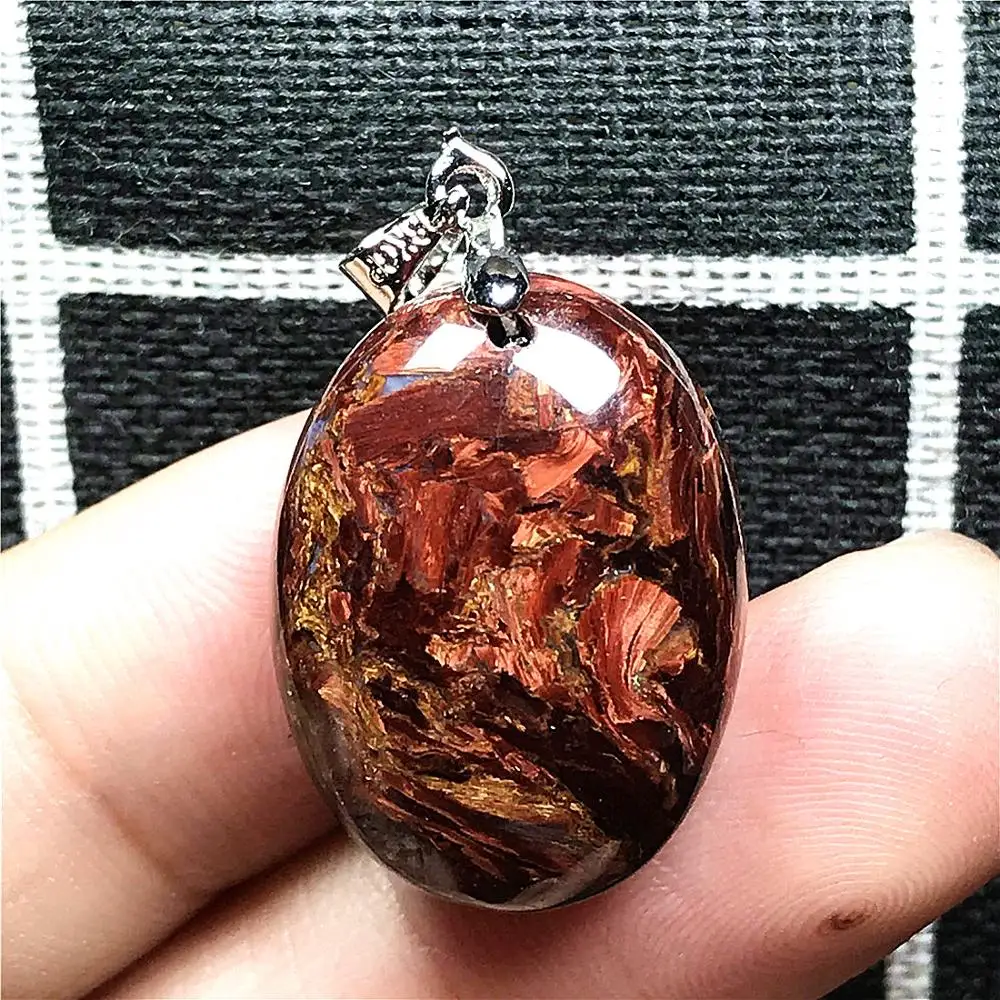 

Top Natural Red Pietersite Pendant Jewelry For Woman Man Crystal 22x17x8mm Beads Silver Namibia Strong Fire Energy Stone AAAAA