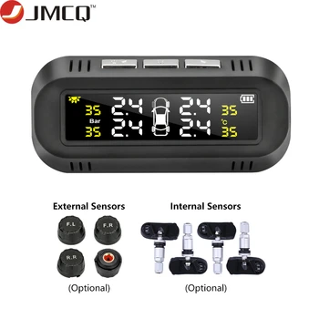 

JMCQ Tire Pressure System Solar TPMS Intelligent Color LCD digital display High Temperature Low Battery Alarm Vibration Start