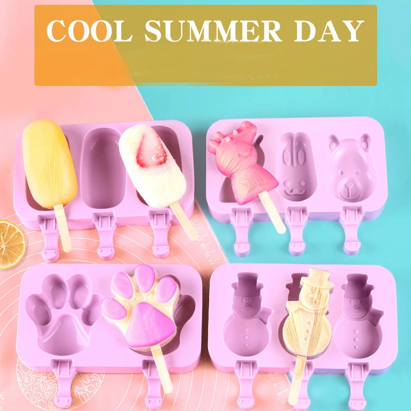

New Silicone Ice Cream Mold Popsicle Molds DIY Homemade Cartoon Ice Cream Popsicle Ice Pop Maker Mould