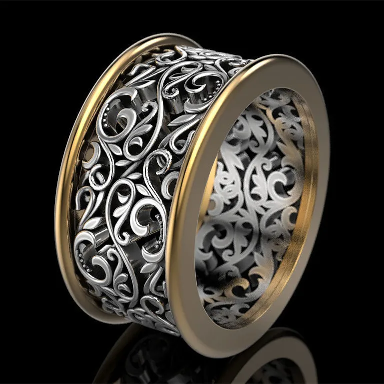 

Creative Vintage Hollow Flower Design Rings for Women Men Anniversary Wedding Party Cocktail Fashion Jewelry