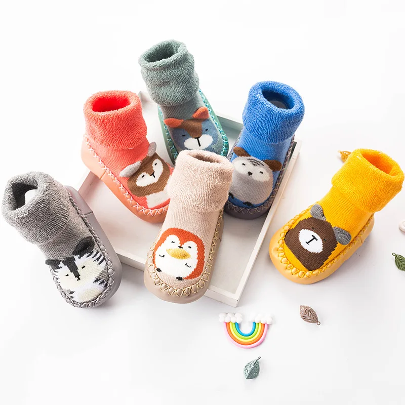 

Autumn and winter new baby shoes and socks thickening baby socks non-slip toddler cotton cartoon children's floor socks WJH132