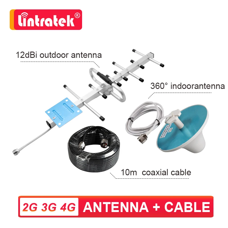 2G 3G 4G 12Dbi Yagi Antenna Esterna + Cella Omnidirezionale + Cavo 10M Per Ripetitore Amplificatore Ripetitore Di Segnale Gsm Umts Lte 50