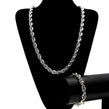 

Hip Hop Men rope Chain Bracelet Necklace Sets Link Chain Jewelry
