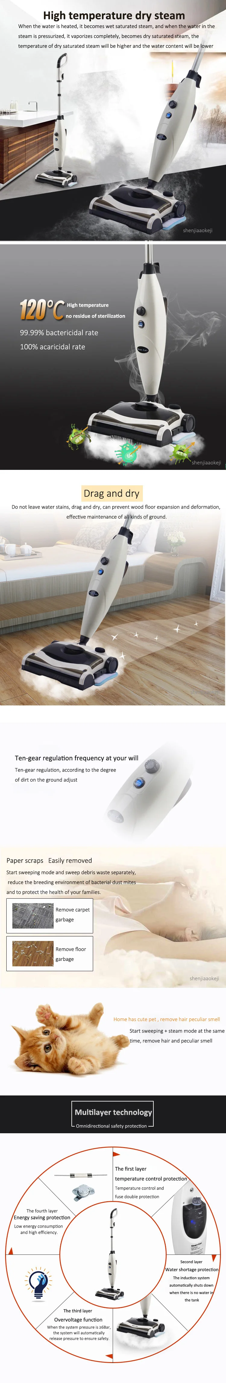 Intelligent electric Steam cleaner Household 2-in-1 mopping sweeping machine High temperature steam cleaning machine