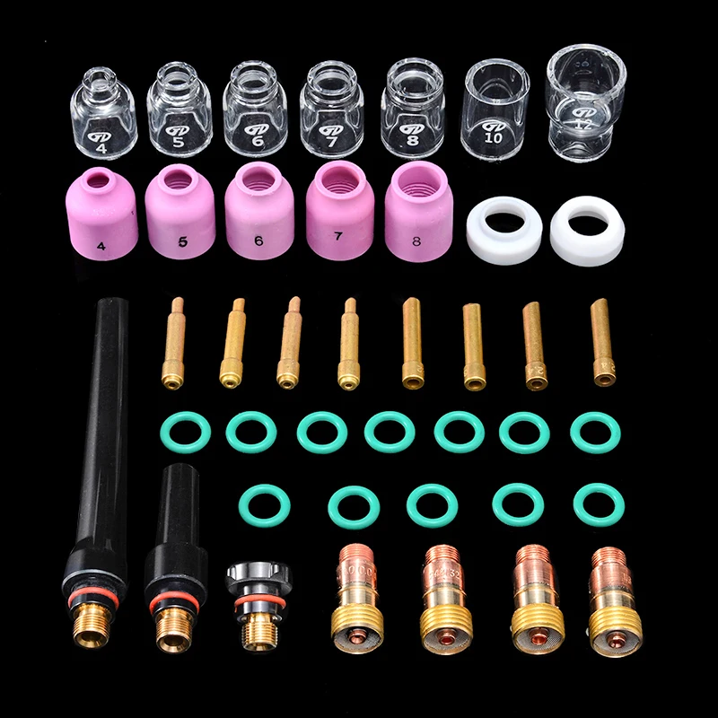 41Pcs TIG Welding Torch Stubby Gas Lens Glass Cup Kit Durable Practical Welding Accessories Easy Use For WP-17/18/26