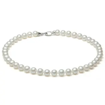 

Single Genuine Natural 8-9MM White freshwater AAA round pearl necklace 18"
