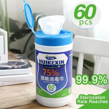 

60PCS Disposable 75% Alcohol Disinfection Wet Wipes Pads Antibacterial Sterilization Cleaning Wipes for Home Office School Car
