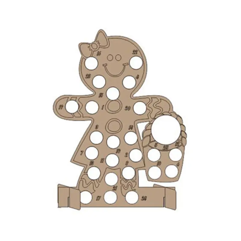 Gingerbread Man Ручной работы деревянный Рождественский Адвент календарь выдалбливают обратный отсчет Рождественская елка Лось шоколадный стенд держатель домашний декор - Цвет: Gingerbread Man