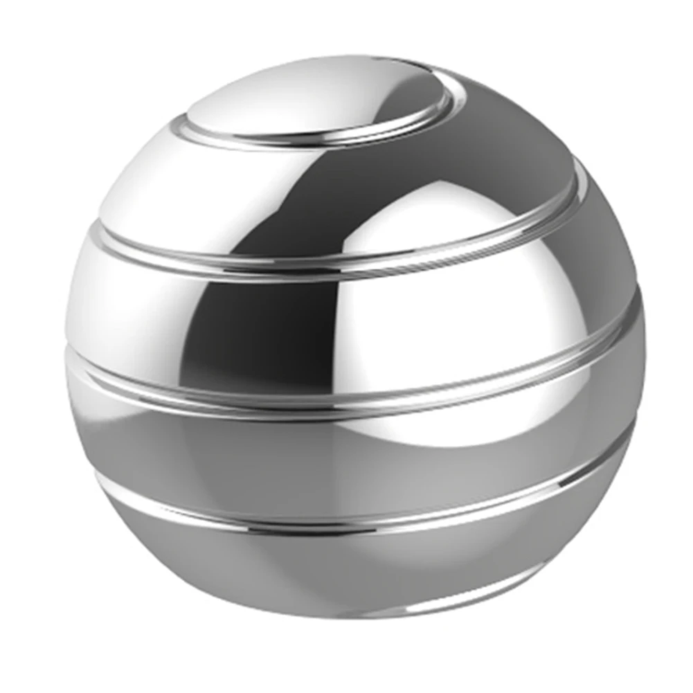 Metal Decompression Toy Adults Rotating Gyro Spherical Kids Desk Ball Finger Gyroscope Optical Spinning Tops Illusion Flowing - Цвет: Sliver  53mm