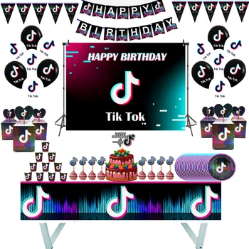 

Tik Party Tok Birthday Party Decoration Tableware Set Paper Cup Plate Napkin Tablecloth Banner Baby Shower Kid Birthday Supplies