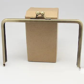 

18*14cm 20*15cm glue no hole purse frame clasp Long feet square bronze DIY Coin Purse Kiss lock bag accessories 2pcs/lot