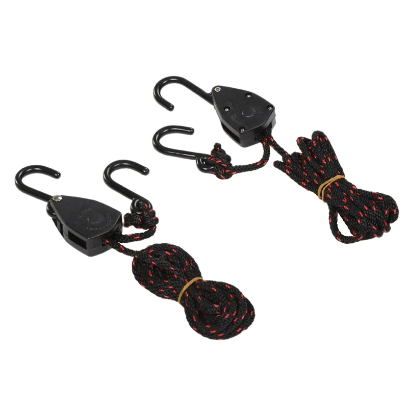 

2 PCS Pulley Ratchets Kayak and Canoe Boat Bow and Stern Rope Lock Tie Down Strap 1/8 Inch Duty Adjustable Rope Hanger