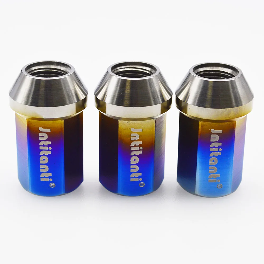 

Burned blue high performance full hex Gr5 titanium car wheel nut with close end