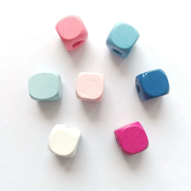 

50Pcs 10mm Colorful Square Wood Beads Natural Wooden Spacer Beads For Jewelry Making Handmade Bracelet Beaded DIY