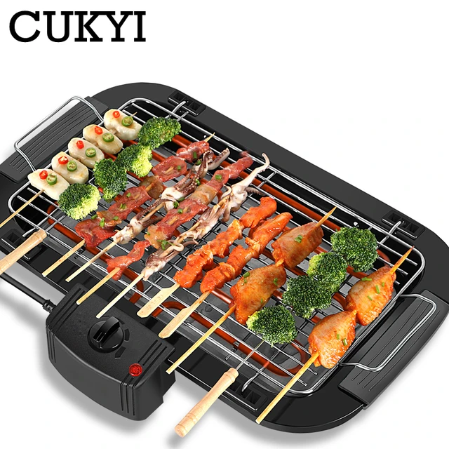 Nonstick Electric Indoor Smokeless Grill - Portable BBQ Grills with  Recipes, Fast Heating, Adjustable Thermostat, Easy to Clean, 21 X 11  Tabletop