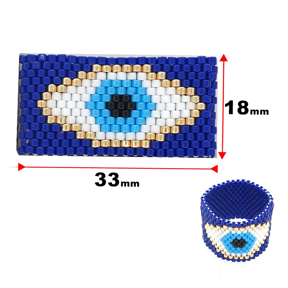 Buy Handmade Boho Miyuki Bead - Blue Evil Eye Ring