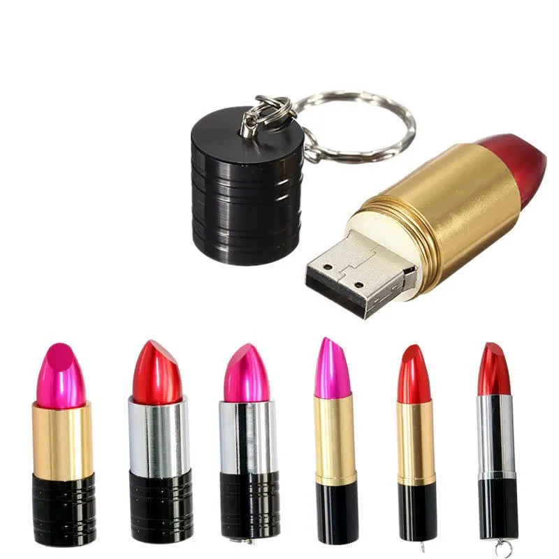 USB Flash Drive 2.0 128GB 64GB 32GB Pen Metal Lipstick Girl Gift Pendrive 16GB 8GB 4GB Fash Memory Stick Sticks | Компьютеры и офис