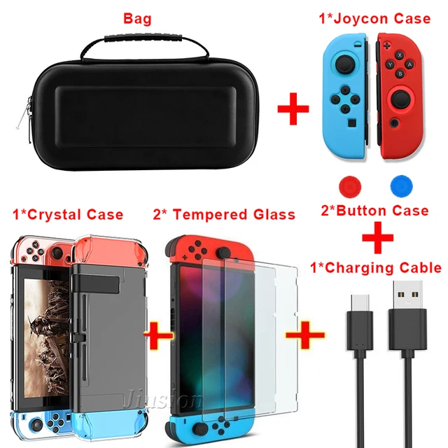 Zestaw 6 w 1 torba z EVA na przełącznik do nintendo twarda osłona pokrowiec przenośny do Nitendo przełącznik konsoli joysticki uchwyty akcesoria 6