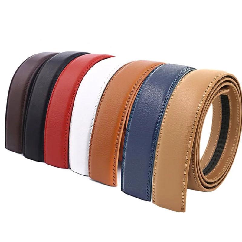 

3.0CM 3.5CM Mens Solid Leather Belts Without Buckles High Quality Genuine Cow Leather Belt Man Without Buckle Automatic