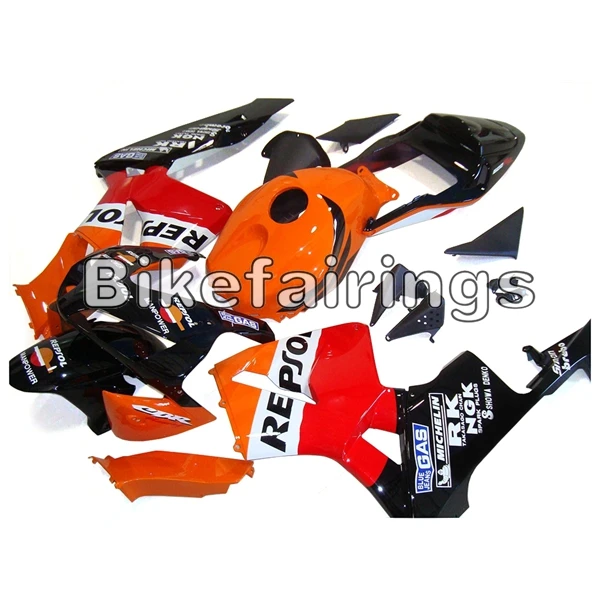 Подходит для Honda CBR600RR F5 2003 2004 пластик мотоцикл полный Обтекатели Repsol оранжевый красный и черный Понижающие рамы кузова