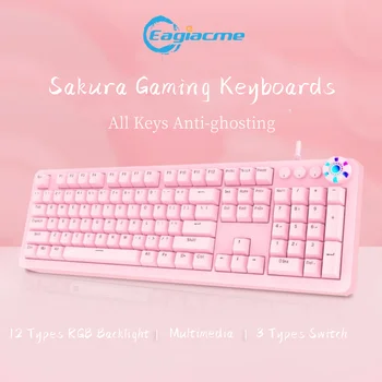 

Pink Mechanical Gaming Keyboard Gamer Keycaps PBT Keycaps USB Wired Keyboard For PC/Laptop Blue/Brown/Red Switch Keyboard