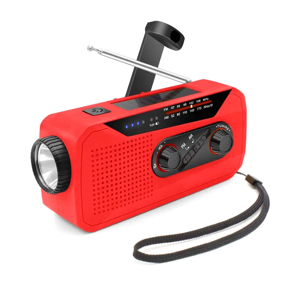 

Multifunctional Hand radio Solar Crank Dynamo Powered AM/FM/NOAA Weather Radio Use Emergency LED Flashlight and Power Bank