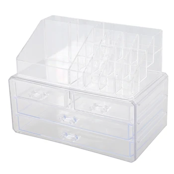 

New-Clear Makeup Case 4 Drawer 16 grid Cosmetic Organizer Jewelry Storage Acrylic Box