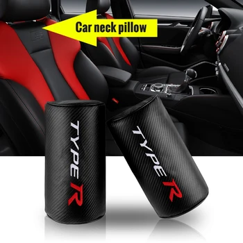 

Car styling Type R Logo Embroidery carbon fiber style headrest soft Neck Pillow For Honda CIVIC FD2 FD FA 5 Mugen TypeR Racing
