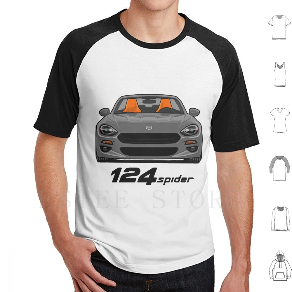 Fiat 124 Spider Abarth Fiat 124 Spider-Grey T Shirt Stampa Cotone Multipla Abarth 595 Fiat Talento Fiat 127 Fiat Decesimo