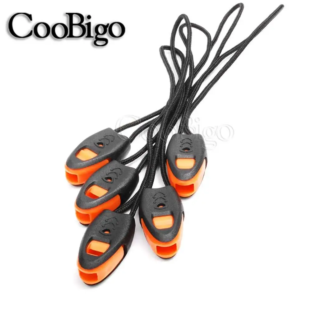 

2pcs Emergency Whistle With Rope Cord Lock Ends Zipper Pull Paracord Knife Lanyard Outdoor Survival Fishing Travel Kits
