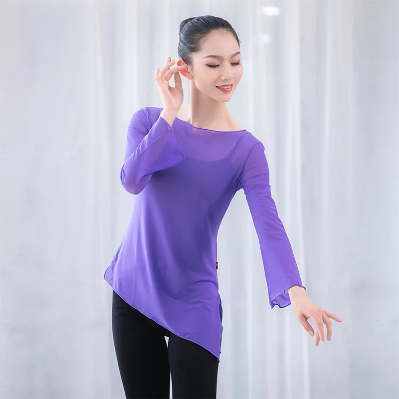 

Dance Clothes Women's Adult Classical Dance Exercise Clothing Shayi Stretch Mesh Top Ballet Long Form Training Suit