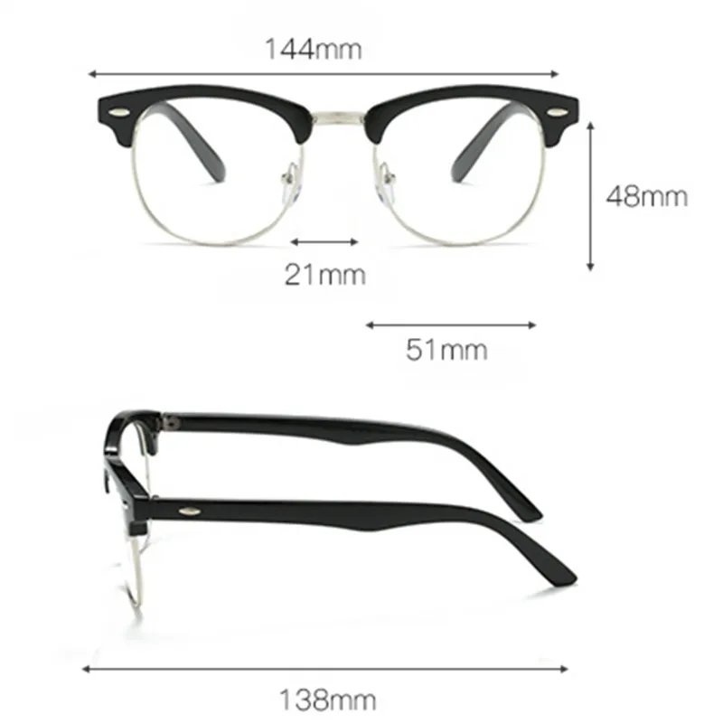VWKTUUN полурамки Oculos очки оправа для женщин и мужчин очки Оптические очки оправа с заклепками оправы для очков женские поддельные очки