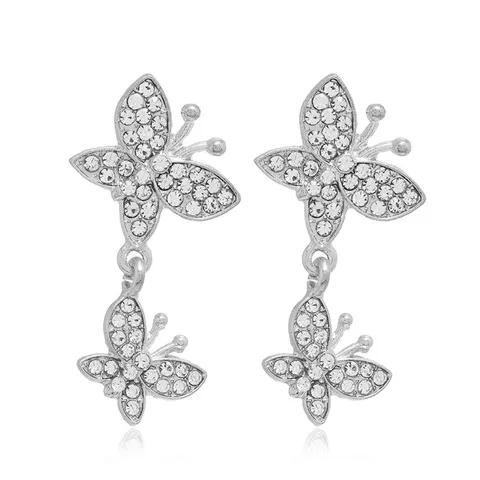 Crystal Butterfly Drop Dangle Earrings 2021 New Rhinestone Cute Animal Earings Fashion Jewelry for Women Gift