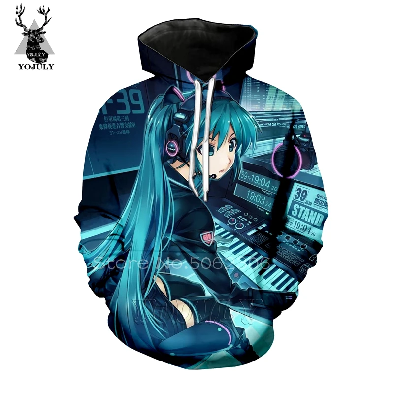 

3D print Hatsune Miku hoodies fashion funny men hoodie sexy Anime girl Harajuku hoody O-neck Long sleeve streetwear Pullover top