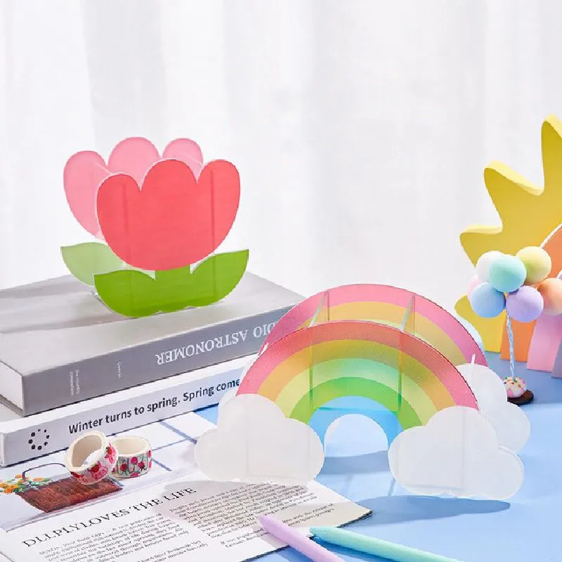 

Cute Pen Holder Student Stationary Rainbow Flower Cherry Cactus Desktop Organizer Pen Storage Box Large Capacity Office Supplies