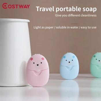 

COSTWAY Creative Portable Soap Tablet 50 Pieces Disposable Mini Paper Soap For Outdoor Travel Use Make Foaming Clean Scented