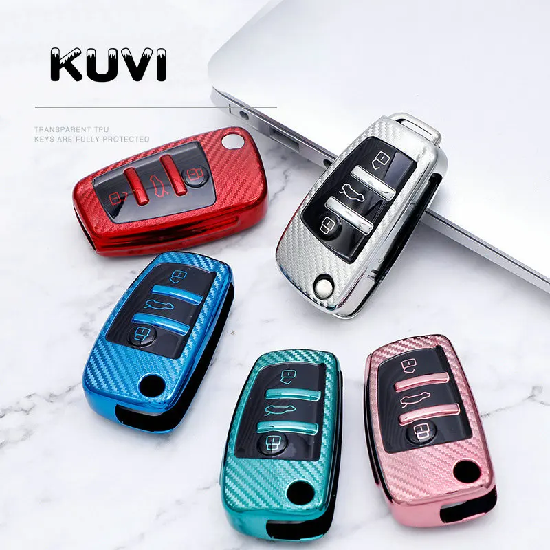 Nuevo TPU suave coche plegable cubierta para Audi A3 8L 8P A4 B6 B7 B8 A6 C5 C6 4F RS3 Q3 Q7 TT 8L 8V S3 Auto accesorios de la cáscara