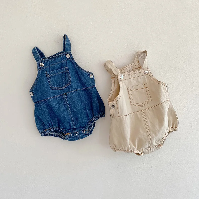 

MILANCEL Baby Clothing Toddler Denim Bodysuits Sleeveless Girls Jumpsuit Infant Outfit